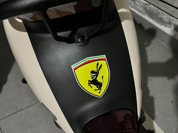 反光法拉驴车标，自己买的